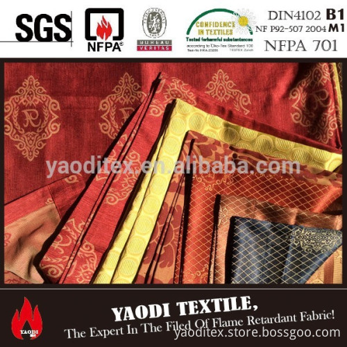 Luxury 100 polyester jacquard fire retardant curtain fabric Russian style for sale